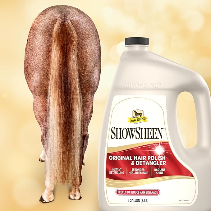 Absorbine ShowSheen Hair Polish & Detangler 128oz Refill Jug, Horse and Dog Coat, Mane and Tail, Instant Detangling & Reduces Hair Breakage for Healthy Grooming & Radiant Shine-PurrikoPets