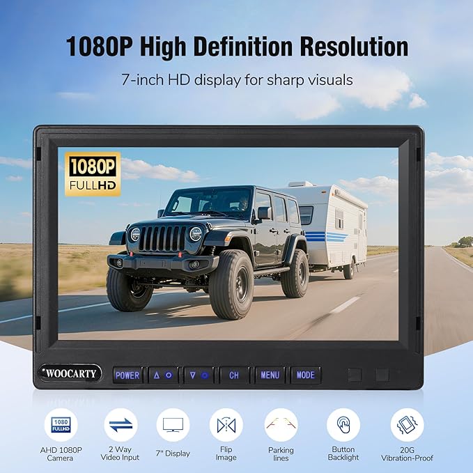 7-inch AHD1080P Wired RV Backup Camera System, IP69k Waterproof IR Night Vision Reversing Camera, Vibration-Proof 20G for Trailer/Tractors/Truck/Excavator/Caravan/Skid Steer/Heavy Equipment-PurrikoPets