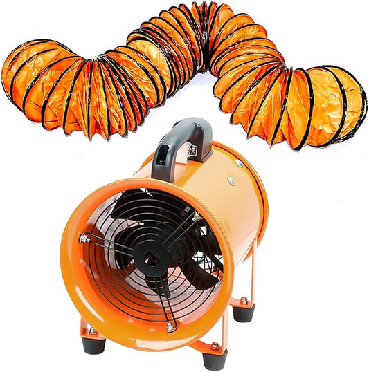 10-Inch High-Velocity Portable Utility Blower Fan, Industrial Exhaust Fan with 16.4ft Flexible Duct Hose, 3150 RPM Low-Noise Ventilator for Basements, Workshops, Warehouses, and Confined Spaces-PurrikoPets