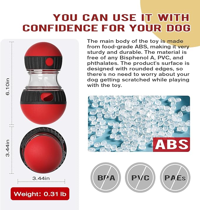 Dog Food Puzzle Toy Adjustable Treat Dispensing Food Dispenser Slow Feeder Bowls Puppy Enrichment Toy Ball Dog Interactive Chase Training Toys for Small Medium Large Dogs-PurrikoPets