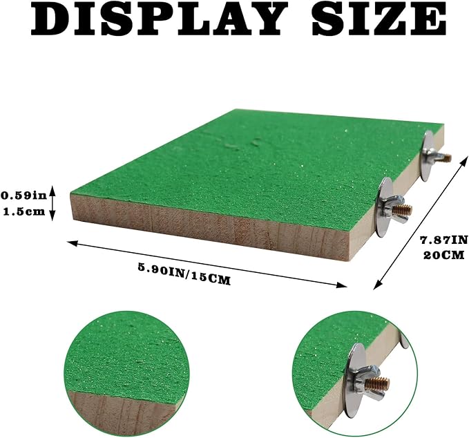 7.9×5.9 Inches Large Bird Perch Stand Platform, Natural Wooden Bird Cage Accessories, Bird Stand Perch with Rough Quartz Sand Surface for Parrot, Parakeet, Budgies, Cockatiel, Rats-PurrikoPets