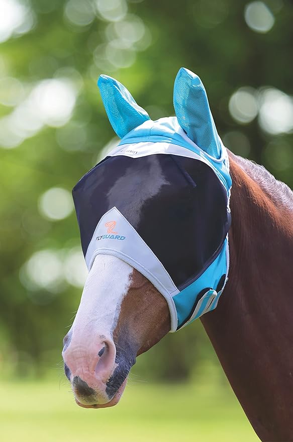 FLYGUARD FINE MESH Fly MASK with Ears (XS Pony, Teal)-PurrikoPets