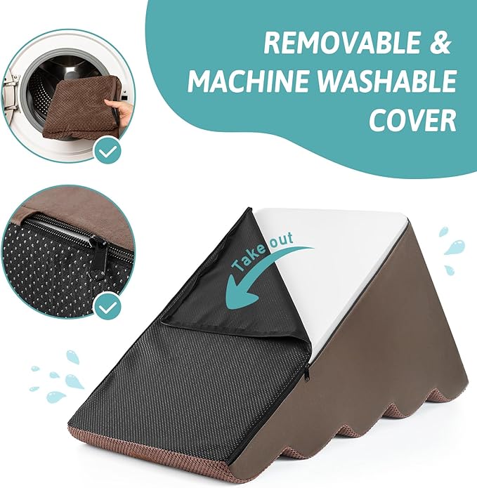 Extra Wide Dog Stairs 19.7" Width, Large Pet Step for Small Medium Dog, Puppy or Cat, Ramp for High Bed or Car, High Density Foam Ladder, Stable, 5 Step, 19.7x33x22.4 inch, Brown-PurrikoPets