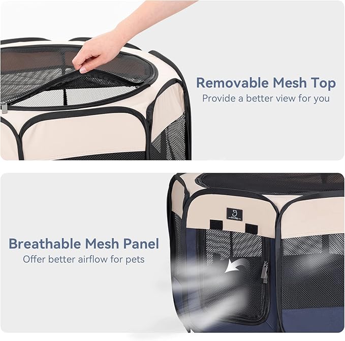 A4Pet Portable Dog Playpen for Small Dogs, 27" Foldable Small Pet Playpen for Puppy/Cat/Rabbit/Chick, Indoor Cat Playpen with Removable Zipper & Mesh Panel(11”W × 7.5”H)-PurrikoPets