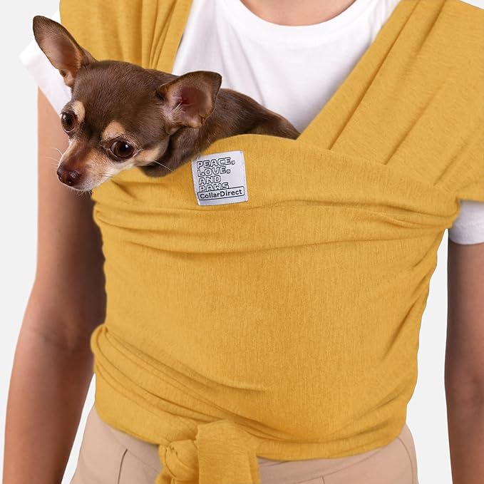 Dog Sling Carrier for Small Dogs - Anti-Anxiety Cat Sling, Puppy Pouch - Pet Sling in Gray Black Blue Green Pink Yellow (Yellow, Standard)-PurrikoPets