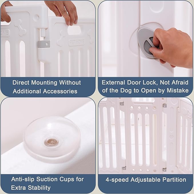 2 Room Dog Playpen with Door,DIY Shape Combination Puppy Pen,16-Panel+2 Link Piece+Large Door+Small Door,25.5" H Dog Fence,Non-Slip&Secure Pet Gate,Easy to Assemble (Two Rooms)-PurrikoPets