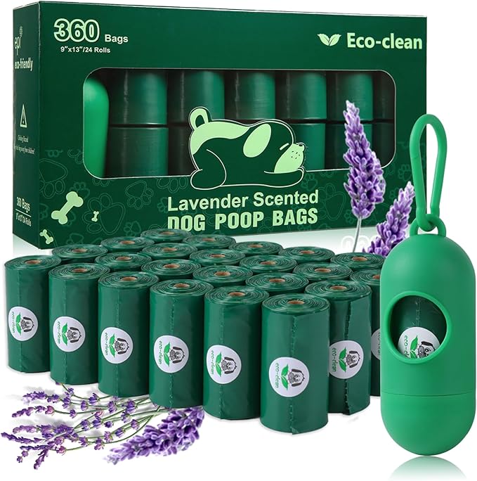 ECO-CLEAN 360 Count Dog Poop Bags with Dispenser, Leak-Proof, Lavender scented-PurrikoPets