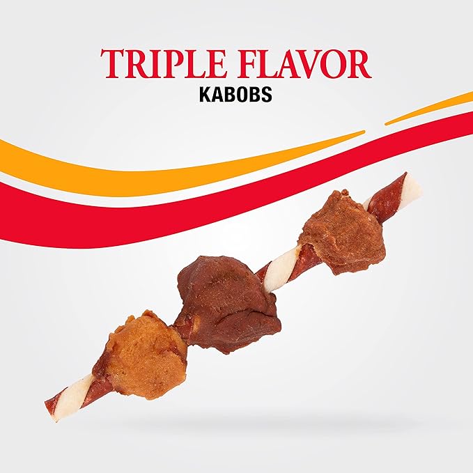 Good'n'Fun Triple Flavored Rawhide Kabobs for Dogs, 2 Pack, 4 oz-PurrikoPets