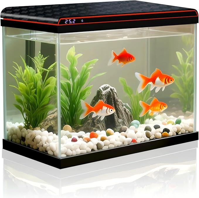 20 Gallon Fish Tank, Large Smart Aquarium with Self-Cleaning Pump 3 Color Lights Water Temperature Detection System, Smart Fish Tank for Betta Shrimp Guppy Goldfish Beta, Home Decor Gift with Tank-PurrikoPets