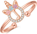 Unicorn Rings Gifts for Girls - Adjustable Initial Ring Dainty Cute Unicorn Rings for Girl Teens Little Girls Jewelry Birthday Gift