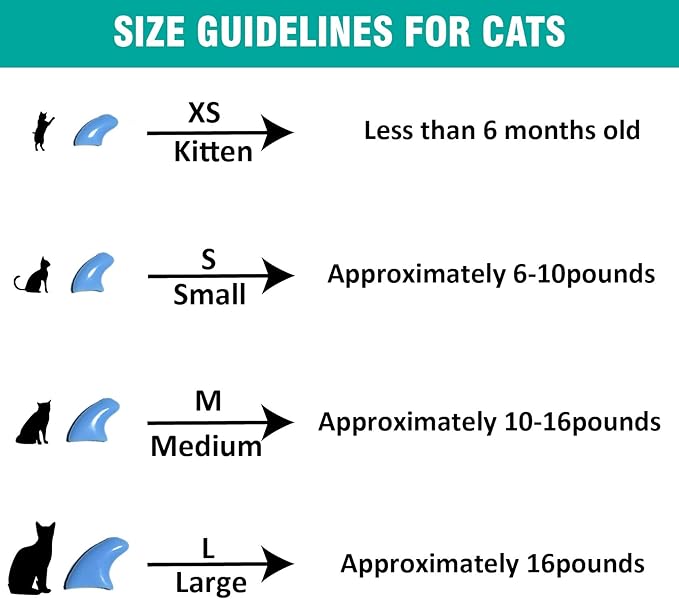 10x Colors / 100 pcs Cat Nail Caps | Cat Claw Covers with Adhesives and Applicators | Alpha (S)-PurrikoPets