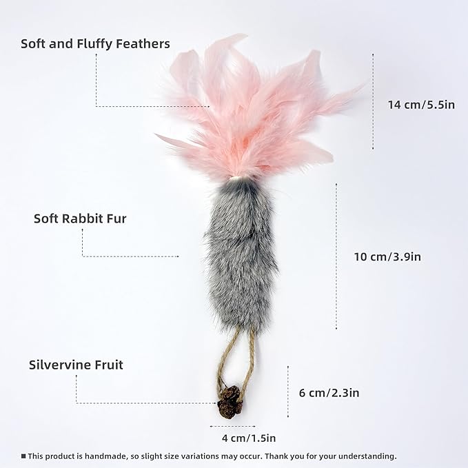 3 Pack Rabbit Fur Catnip Toys with Feathers – Interactive Carrot Cat Toys with Galls Fruit for Indoor Cats and Kittens-PurrikoPets