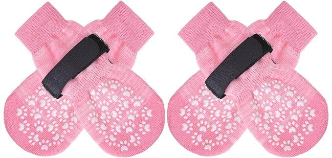 EXPAWLORER Anti Slip Dog Socks to Prevent Licking Paws, Dog Shoes for Hot Pavement, Dog Booties for Small Medium Large Senior Dogs, Traction Control Dog Boots & Paw Protectors for Hardwood Floors-PurrikoPets