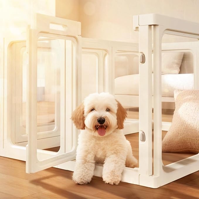 Acrylic Dog PlayPen, Clear Dog Play Pen for Puppy Cat Rabbit, Easy Assemble Pen, Preferable Small Cage, 23.6" H, 12 Pcs-PurrikoPets