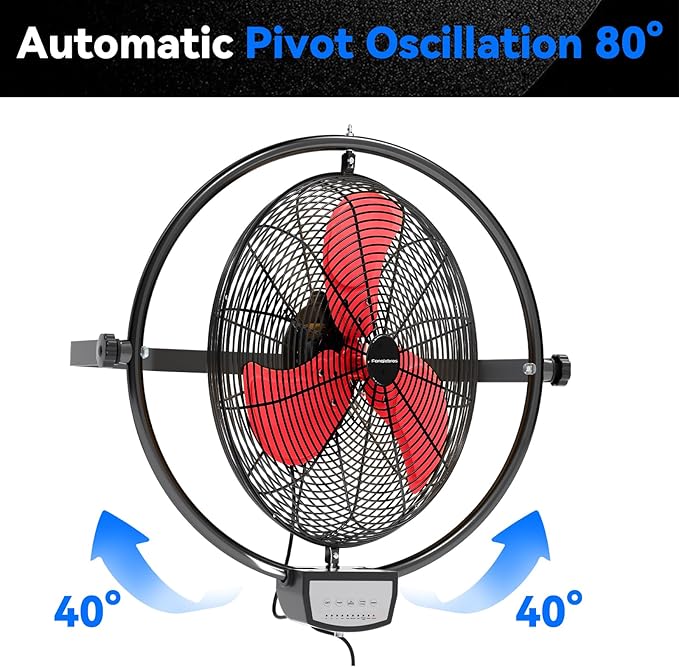20 IN 5500 CFM Remote Control Wall Mount Fan, 3 Speed High Velocity Wall Fan with Timer, Oscillation & Tilting, Air Circulator for Garage, Commercial, Greenhouse, Warehouse & Gazebo Use, UL Listed-PurrikoPets