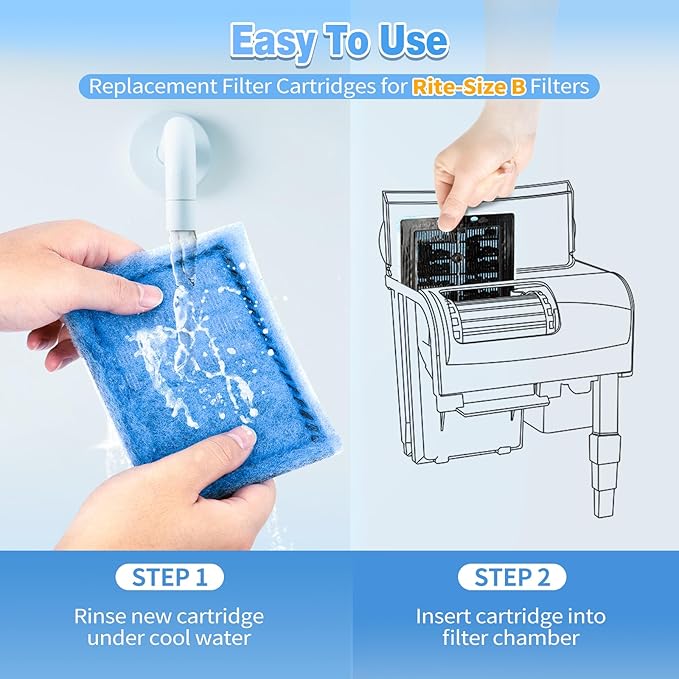 8/16/32 Pack Rite-Size B Filter Cartridges Compatible with MarineLand Penguin PRO Power Filters 100/125/175 & Original Penguin Power Filter 150 - Rite-Size B Replacement Filter Cartridges-PurrikoPets