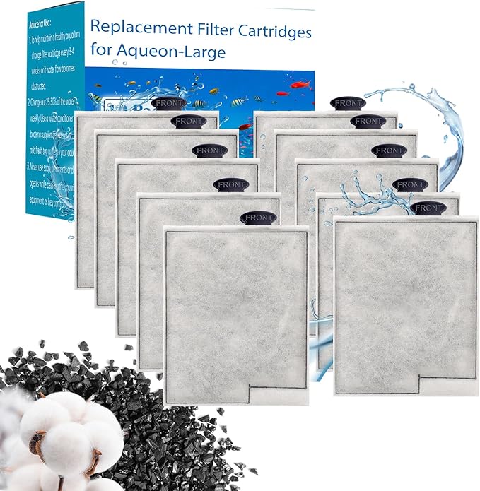 10 Pack Replacement Filter Cartridges Large for Aqueon,Large Filter Compatible with Aqueon QuietFlow Power LED PRO & Power Filter&E Internal Size 40 Canister-PurrikoPets