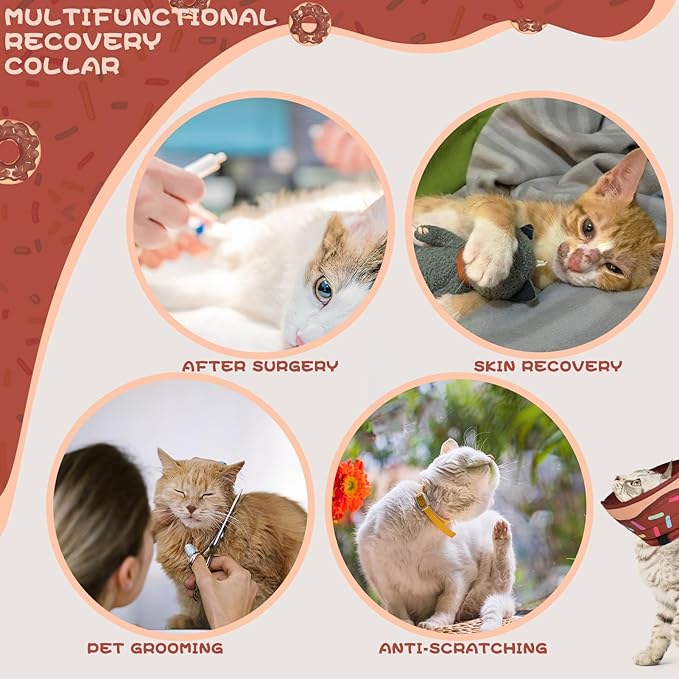 EXPAWLORER Cat Recovery Cone Collar- Soft Adjustable Pet Collar for After Surgery, Waterproof Elizabethan Protective Collar, Stop Licking Donut for Small Medium Kittens-PurrikoPets
