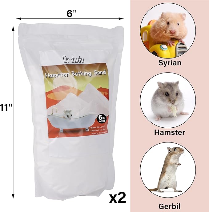 DR.DUDU Hamster Bath Sand, 12lb Dust Free Desert Sand or Potty Litter Sand for Hamster Chinchillas Gerbil Syrian Mice Small Animals (White)-PurrikoPets