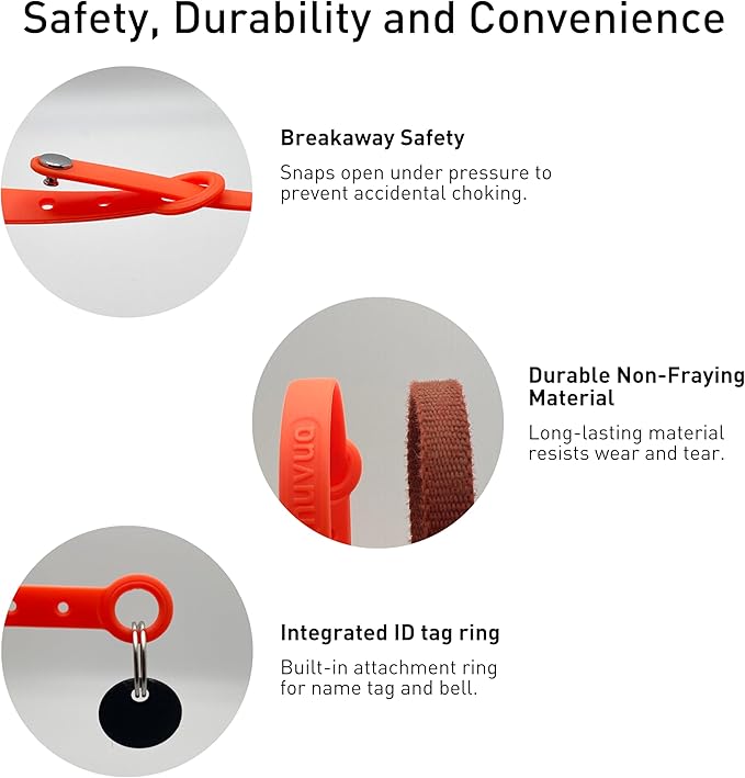 5 Pack Breakaway Cat Collar - Soft, Comfortable, and Lightweight Safety Buckle Collar with ID Tag Ring for Outdoor Cats and Kittens by Nuvuq (6 ⅞" to 10 ¼", Red, Orange, Pink, Blue and Black)-PurrikoPets