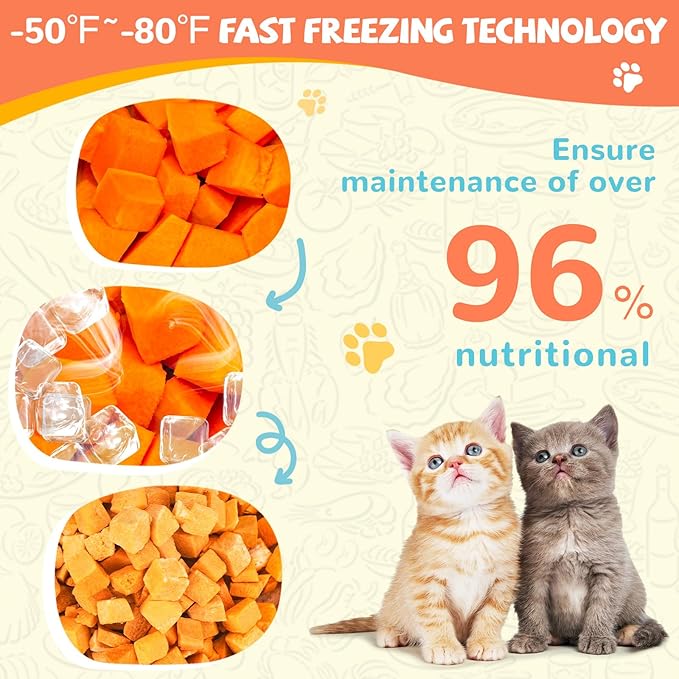 Freeze-Dried Pumpkin Treats for Dogs & Cats – High Fiber, Single Ingredient Natural Snacks for Digestion & Gut Health, Healthy Food Toppers, 1.58 oz-PurrikoPets