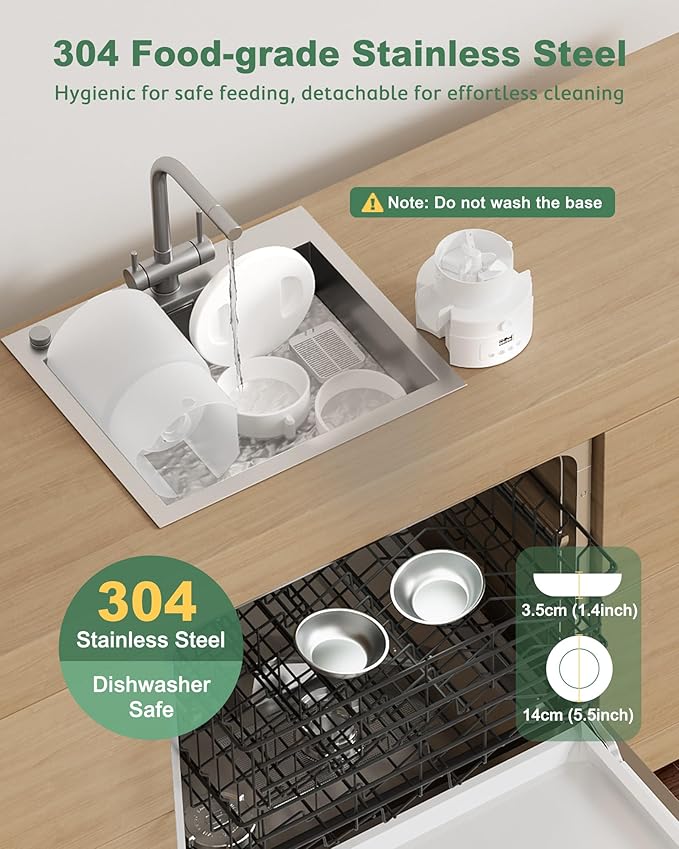 Gimars 5L Automatic Cat Feeder for 2 Cats, Programmable 1-6 Meals Cat Food Dispenser with Stainless Steel Bowl, Easy Setup, Dual Power Supply,10s Meal Call Timed Pet Feeder for Cats and Small Dogs-PurrikoPets