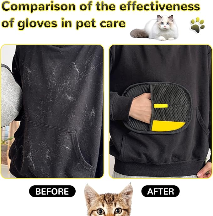3Pcs Electrostatic Gloves Pet Hair Removal, 2025 Thickened Pet Hair Remover Glove, Washable Reusable Dog Cats Hair Gloves for Furniture Bed Sheets Couch Clothes Carpet Car Seat-PurrikoPets