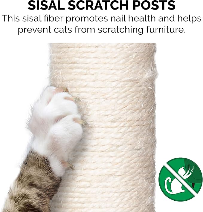 Furhaven 69.3" Tall Cat Tree for Indoor Cats, Ft. Sisal Scratching Posts, 2x Cat Condos, & Toys - Tiger Tough Double Decker Interactive Playground Tower - Silver Gray, One Size-PurrikoPets