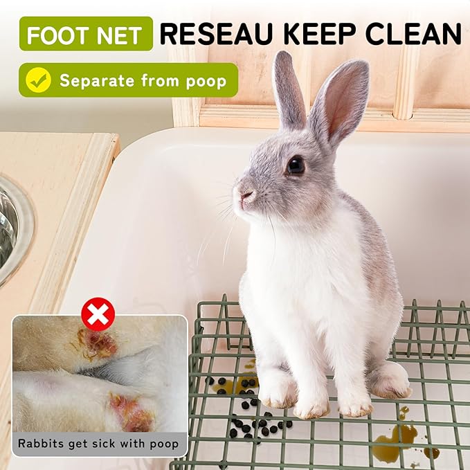 3 in 1 Extra Large Rabbit Hay Feeder with Litter Box, Wooden Bunny Toilet, for Large and Medium-Sized Dwarf Rabbit, Guinea Pig, Chinchillas, Hamster, Ferret, Other Animals-PurrikoPets