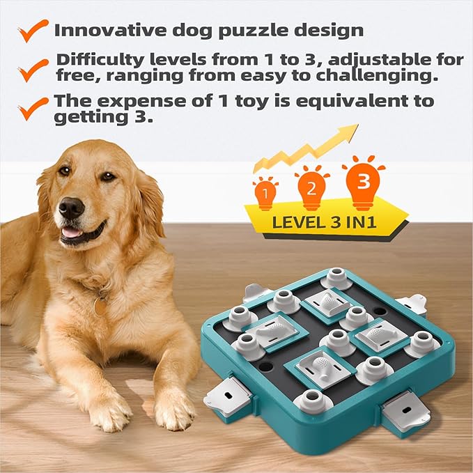 Dog Puzzle Toy Mental Stimulation - Level 3 in 1 Dogs Food Feeder Puzzle, Dog Treat Puzzle Feeder (Advanced-Mars Green Board)-PurrikoPets