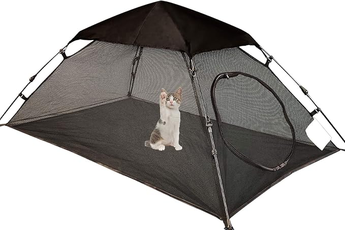 AICHIFAN Mini Cat Tent for Outside Playpen Pop Up Indoor Pet Cat Enclosures Portable Sunshade and Anti-UV Cat Playhouse for SUV Pickup Truck (Play Tents for Cats and Small Animals) - Outside Habitat-PurrikoPets
