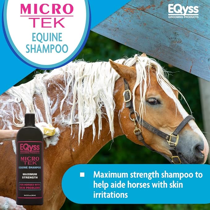 EQyss Micro-Tek Equine Itch Relief Shampoo - Soothes Irritated Skin, Stops Itching, Scratching, Rubbing - for all Horses, Ponies, Mares, Foals (32 oz)-PurrikoPets