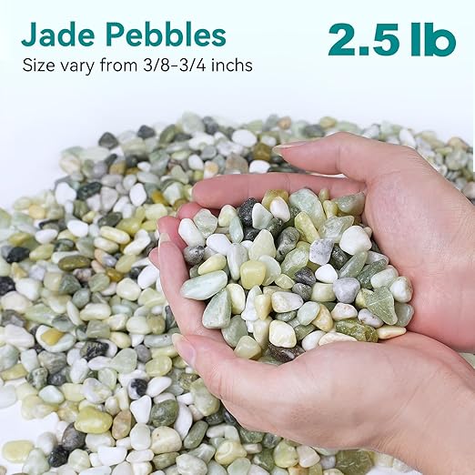 2.5 lbs Jade Pebbles for Indoor Plants, 3/8" Plant Rocks for Pots Indoor, Decorative Small Stones for Plants, Bamboo,Vase, Succulent, Highly Polished Small River Rocks-PurrikoPets
