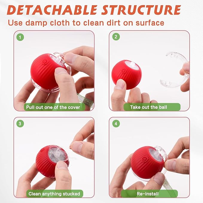 2 Packs Speed 2.0 Tail Interactive Cat Toys for Indoor Cats, Chirping & Motion Activate Ca t Toy, Smart Kitten Rolling Ball Moving Ball Toys, Rechargeable Dog Cat Bal l for Enrichment Exercise-PurrikoPets