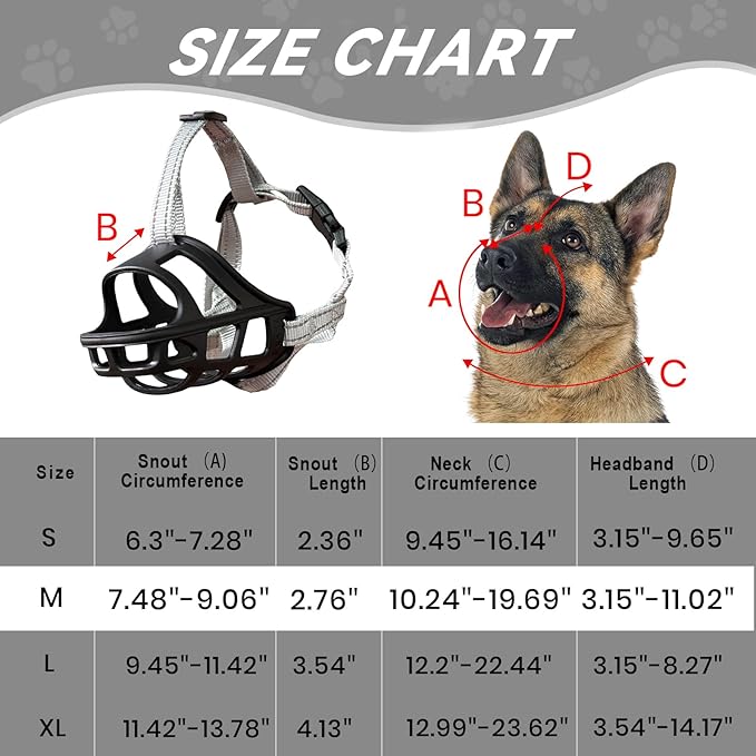 Dog Muzzle, Basket Muzzle for Small Medium Large Dogs, Anti-Biting and Chewing, Lightweight & Sturdy Cage Design, Allows Panting & Drinking, Ideal for Grooming & Training(Black Size M)-PurrikoPets