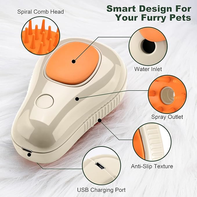 3 In 1 Pet Brush for Shedding, Portable Hair Removal Tool for Cats and Dogs, Deshedding Grooming Brush for Indoor Pets-PurrikoPets