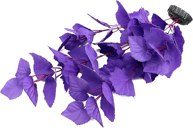 ALEGI Silk Aquarium Plants, 16 Inch Artificial Silk Plants Decorations for Fish Tank,Aquarium Décor Plastic Plants (Purple, 2 Pack)-PurrikoPets