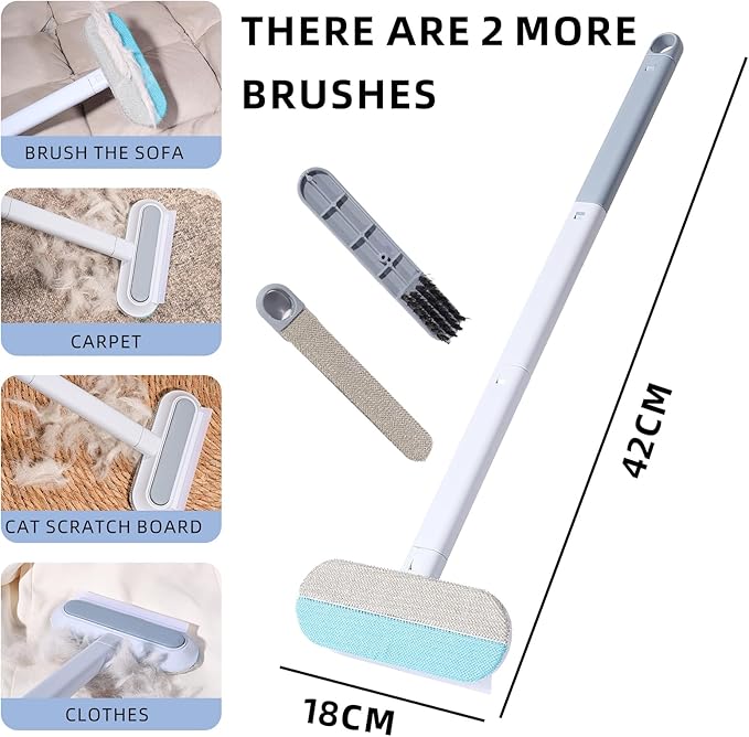 4-in-1 Pet Deshedding Tool for Cats and Dogs, a Multi-Functional pet Hair Remover. This extendable Dog and cat Hair Removal Brush is Suitable for Furniture, Sofas, and Carpets-PurrikoPets