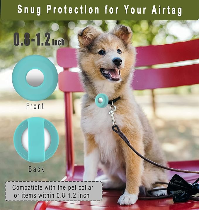 Airtag Holder for Dog Collar, Cibaabo Silicone Air Tag Case Cover Compatible with Apple Airtags for 0.8-1.2inch Cat Pet Collar Harness Loop-PurrikoPets