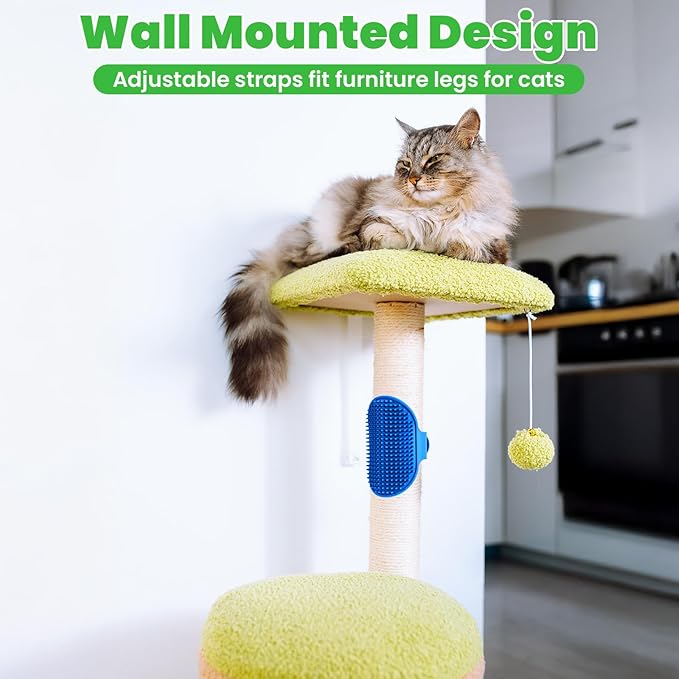 4Colors Cat Self Groomer for Indoor Cats, Wall Mounted Silicone Self Grooming Cat Brush for Long Short Hair, Cat Face Scratchers Cat Corner Massage Comb for Kitten Sofa Chair Leg Scratching Post Cover-PurrikoPets