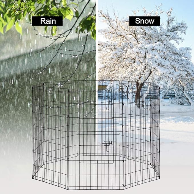 48 Tall Dog Playpen Crate Fence Pet Play Pen Exercise Cage -8 Pane-PurrikoPets