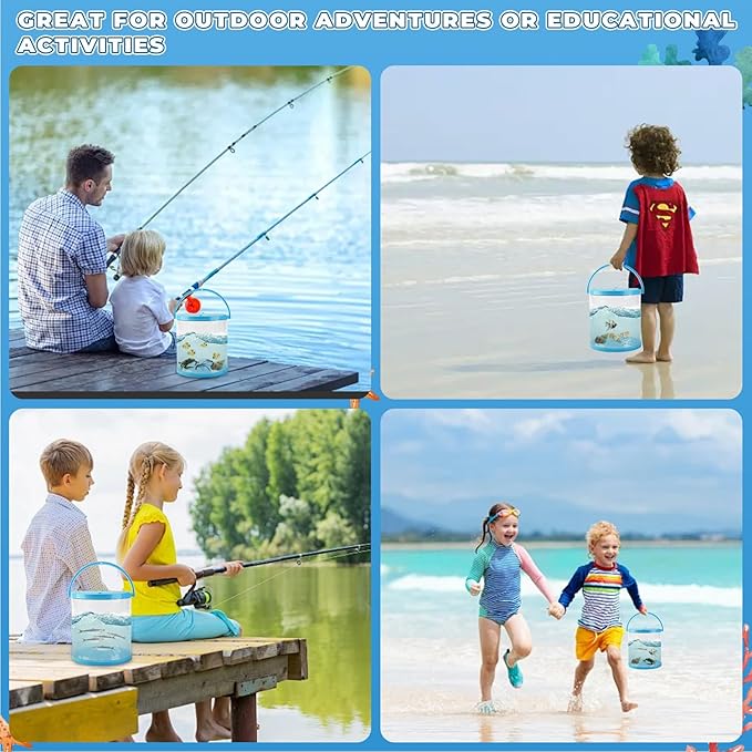 Foldable Small Aquarium, Portable Fish Tank, Fish Transport Container, Plasitc Fish Bowl, Beginner Tank, Great Concept for Catching and Release Critters, Beach, Pool and Lake-PurrikoPets