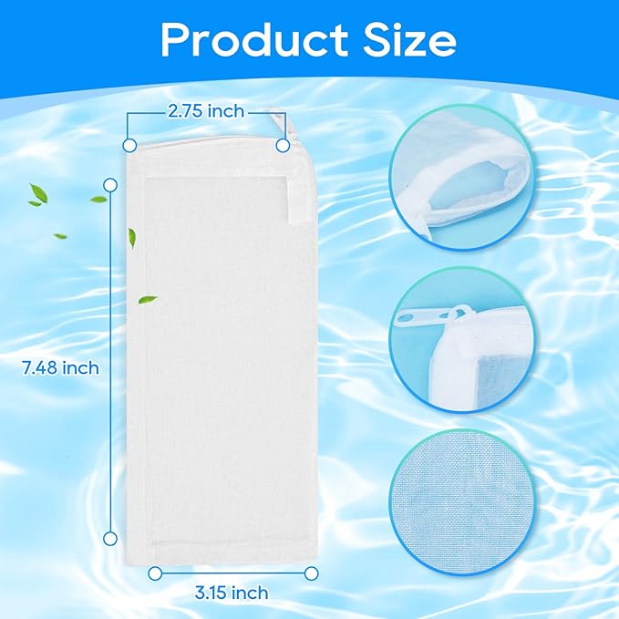 15PCS Media Bags for Aquarium, Extra Fine Mesh Bag Reusable Nylon Net Aquarium Filter Bags with Plastic Zipper for Extra Fine Resins Filter, 3.1 x 7.9 Inch-PurrikoPets