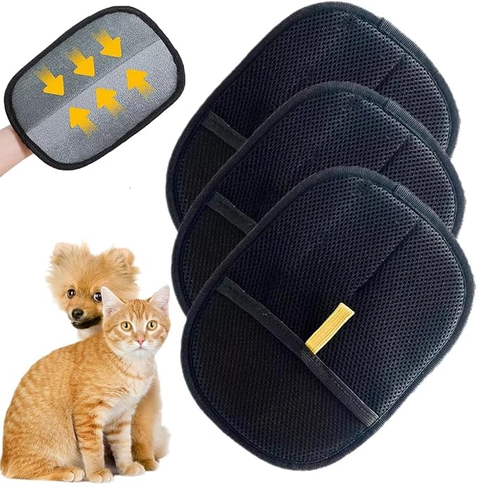 3 PCS Pet Hair Removal Glove for Cats & Dogs, Electrostatic Grooming Gloves for Pet Hair, Reusable Double Sided Static Hair Remover for Couch, Furniture, Carpet & Car Seat-PurrikoPets