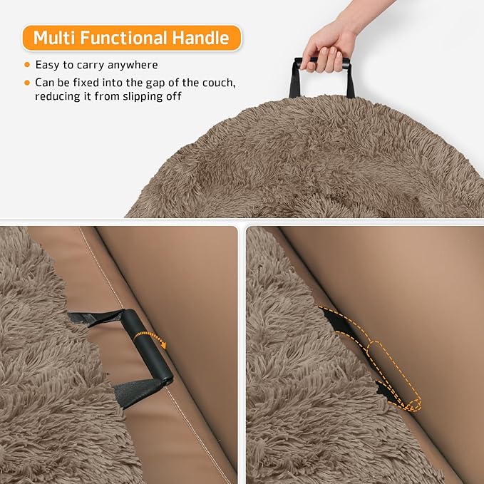 GGIB Calming Dog Bed Fluffy Plush Dog Mat for Furniture Protector with Removable Washable Cover for Large Medium Small Dogs and Cats (Extra Extra Large, Camel)-PurrikoPets