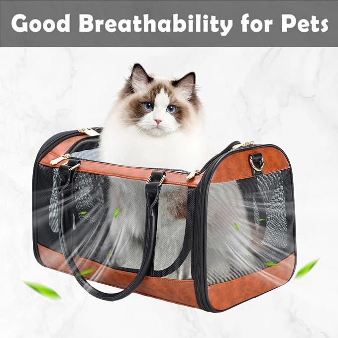 Dog Soft-Sided Carriers Pet Carrier for Small Dogs Cats, Fashion PU Leather Small Dog Carrier Pet Purse, Airline Approved Travel Pet Carrier for Puppy Kitten Small Animals-PurrikoPets