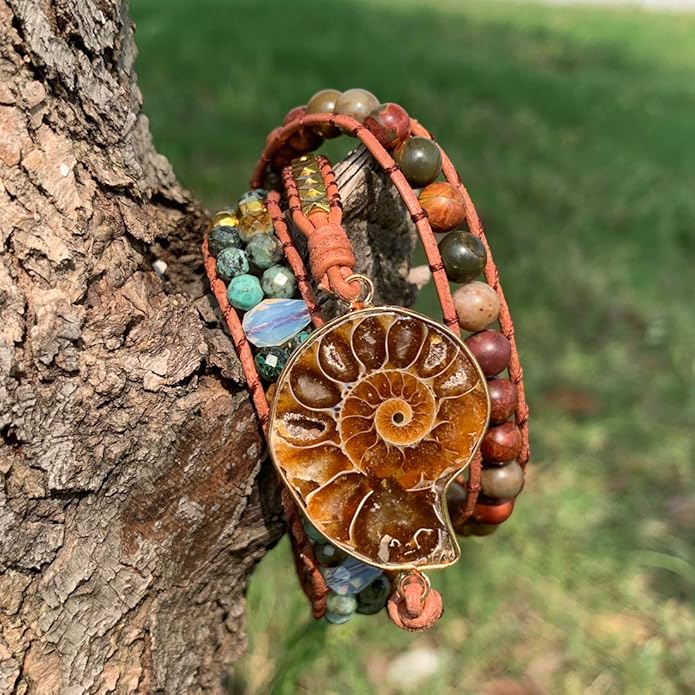 YGLINE Boho Handmade Wrap Leather Tube Crystal Stone Bracelet for Women