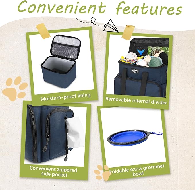 Dog Travel Bag Airline Approved–Pet Travel Tote with Collapsible Bowls,Food Containers & Feeding Mat–Multi-Pocket Organizer for Dogs & Cats, Durable & Water-Resistant for Hiking,Trips,Outdoors-PurrikoPets