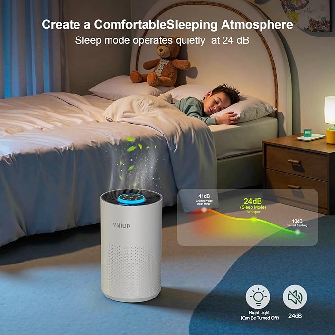 Air Purifiers for Bedroom Home up to 800 ft², Vniup H14 True HEPA Room Air Purifiers for Bedroom, with Fragrance Function Sleep Mode& Light Mode Air Cleaner for Pet Dander Odor Dust Smoke-PurrikoPets
