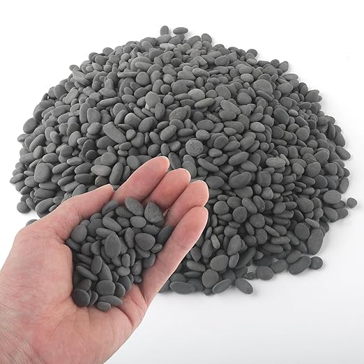 5 lbs Mexican Beach Pebbles, 0.3-0.6 Inch Small Pebbles for Pots Indoor Plants, Succulent, Vase, Fish Tank, Decorative River Rocks for Garden Landscaping, Home Decor, Outdoor Paving, Grey-PurrikoPets